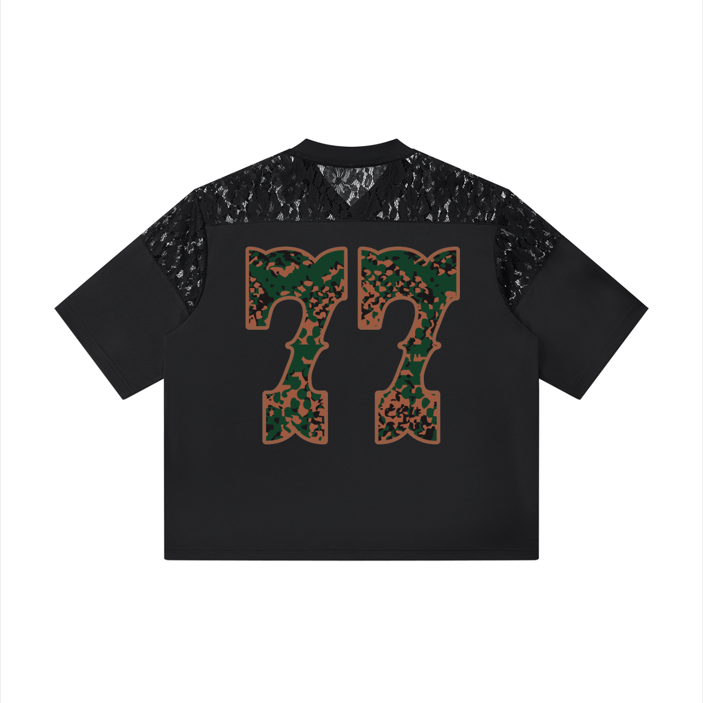 Lace Paneling V-Neck Jersey